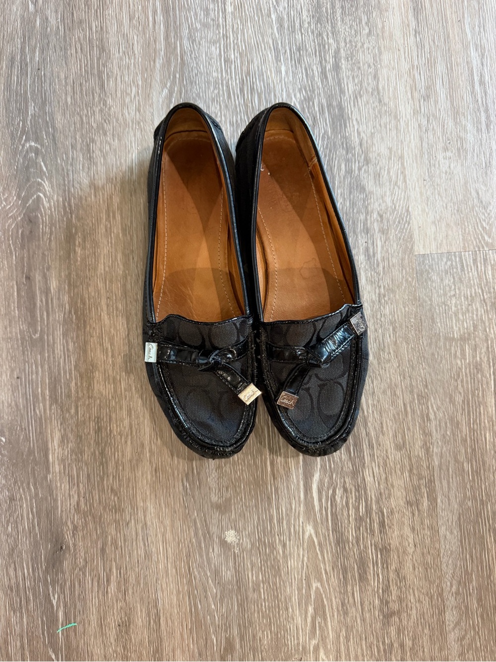 Y2K Vintage Coach Frida black signature logo print canvas loafers